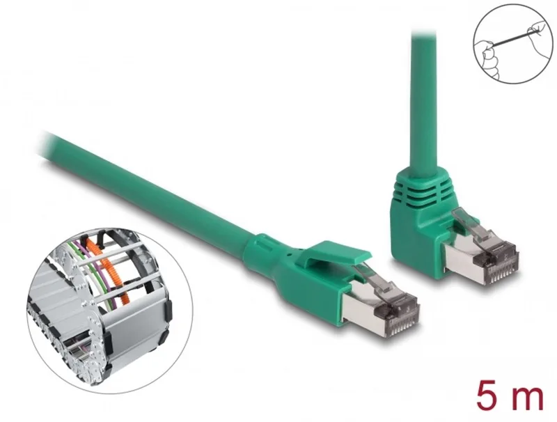 RJ45 Network Cable PROFINET SF/UTP 90° angled 5 m green by Delock in Green – product photo