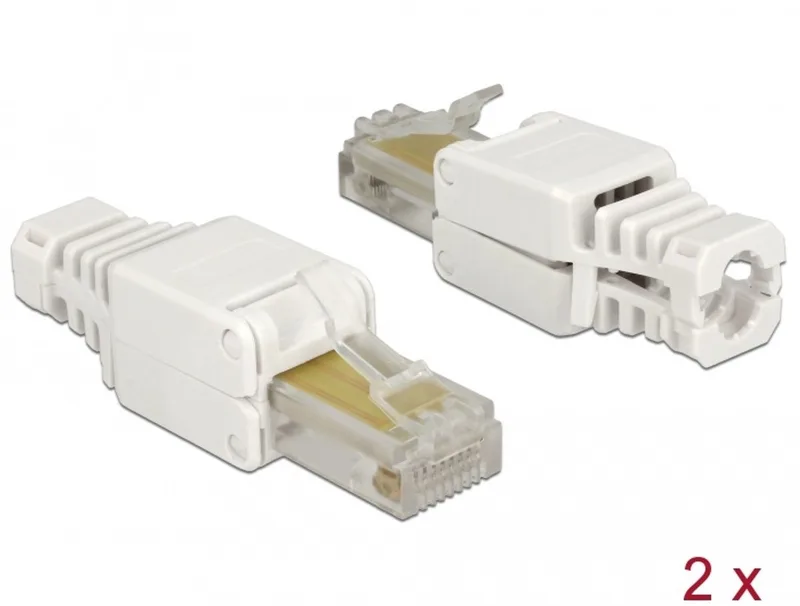 RJ45 plug Cat.5e UTP toolfree 2 pieces by Delock in White – product photo