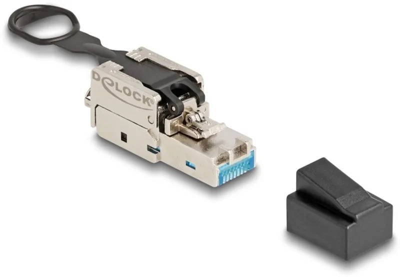 RJ45 plug field-assembly Cat.6A with push and pull latch tool-free från Delock i Silver – produktbild