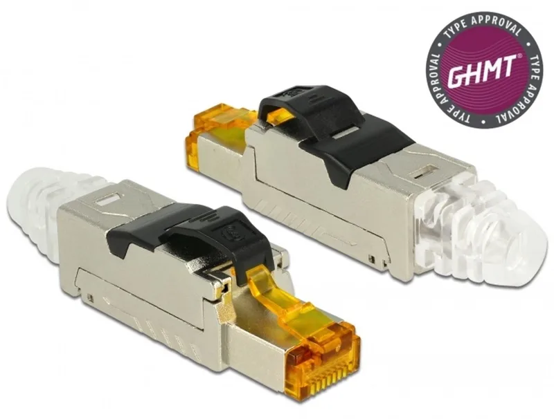 RJ45 Plug field assembly Cat.8.1 metal från Delock i Svart, Silver, Transparent, Gul – produktbild