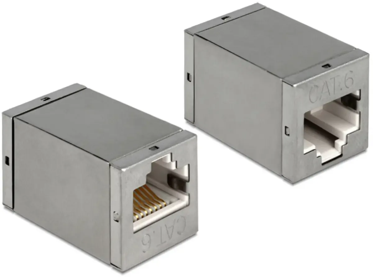 RJ45 Netwerk Adapter CAT 6 [1x RJ45-bus - 1x RJ45-bus] 0 mm Grijs fra Delock i Grå – produktbillede
