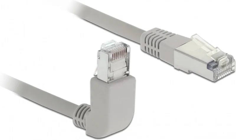 S/FTP CAT6 Gigabit netwerkkabel haaks/recht / LSZH - 0,50 meter från Delock i Grå – produktbild
