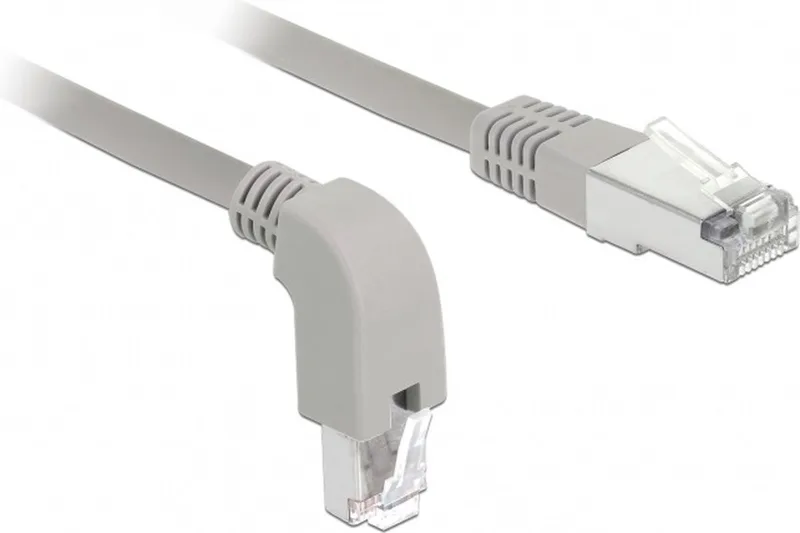 S/FTP CAT6a 10 Gigabit netwerkkabel haaks naar boven / recht / LSZH - 1 meter by Delock in Grey – product photo