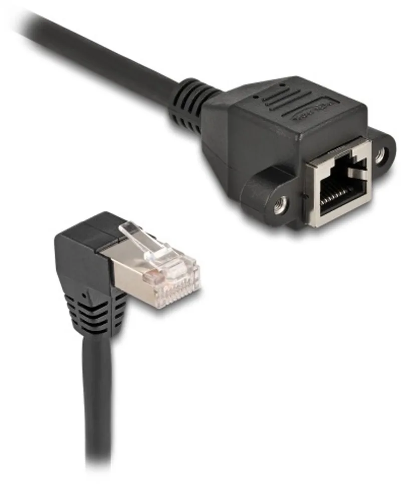 SFTP CAT6a netwerk verlengkabel | haaks | inbouwconnector | LSZH | 2 meter von Delock in Schwarz – Produktfoto