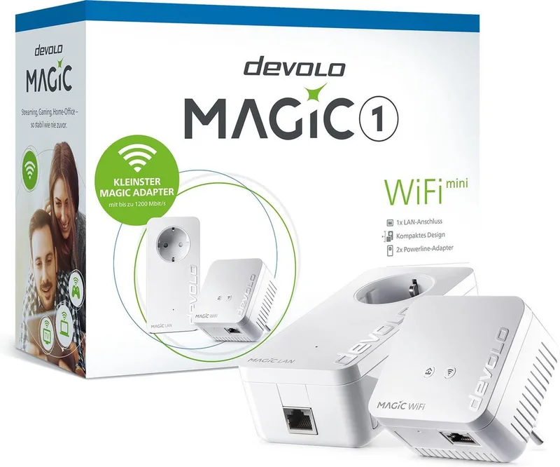 Magic 1 WiFi mini Starter Kit 1200 Mbit/s Ethernet LAN Wi-Fi 2 stuk(s) von devolo in Weiß – Produktfoto