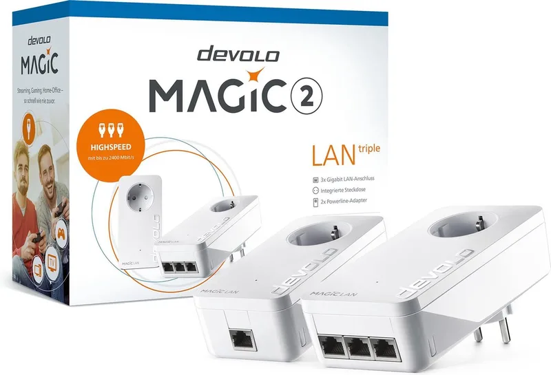 Magic 2 LAN triple Starter Kit 2400 Mbit/s Ethernet/LAN Blanc 2 pièce(s) by devolo in White – product photo