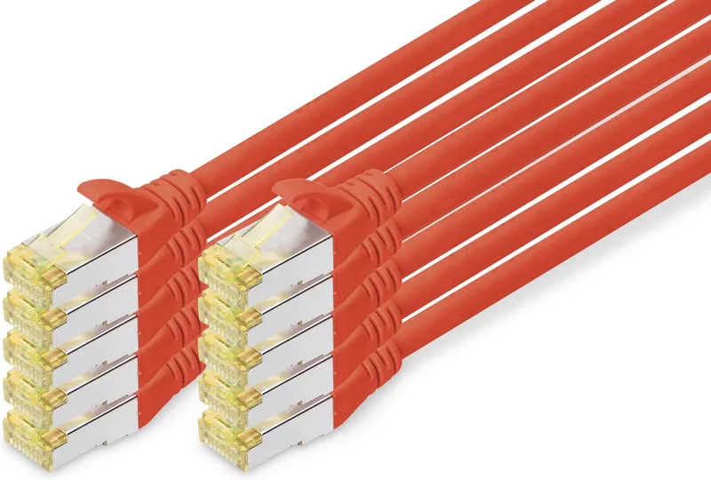 CAT 6A S/FTP Patchkabel, 10 stuks, 1m von Digitus in Rot – Produktfoto