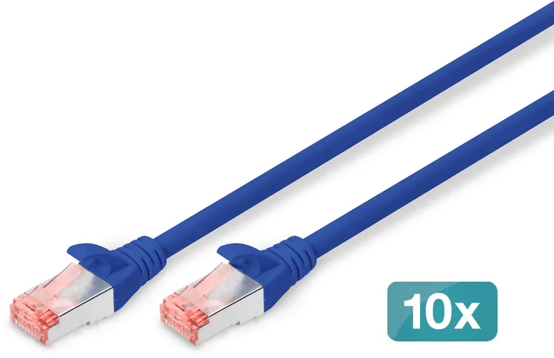 CAT6 sFTP kabel 0.25 meter - 10 stuks van Digitus in Blauw – productfoto