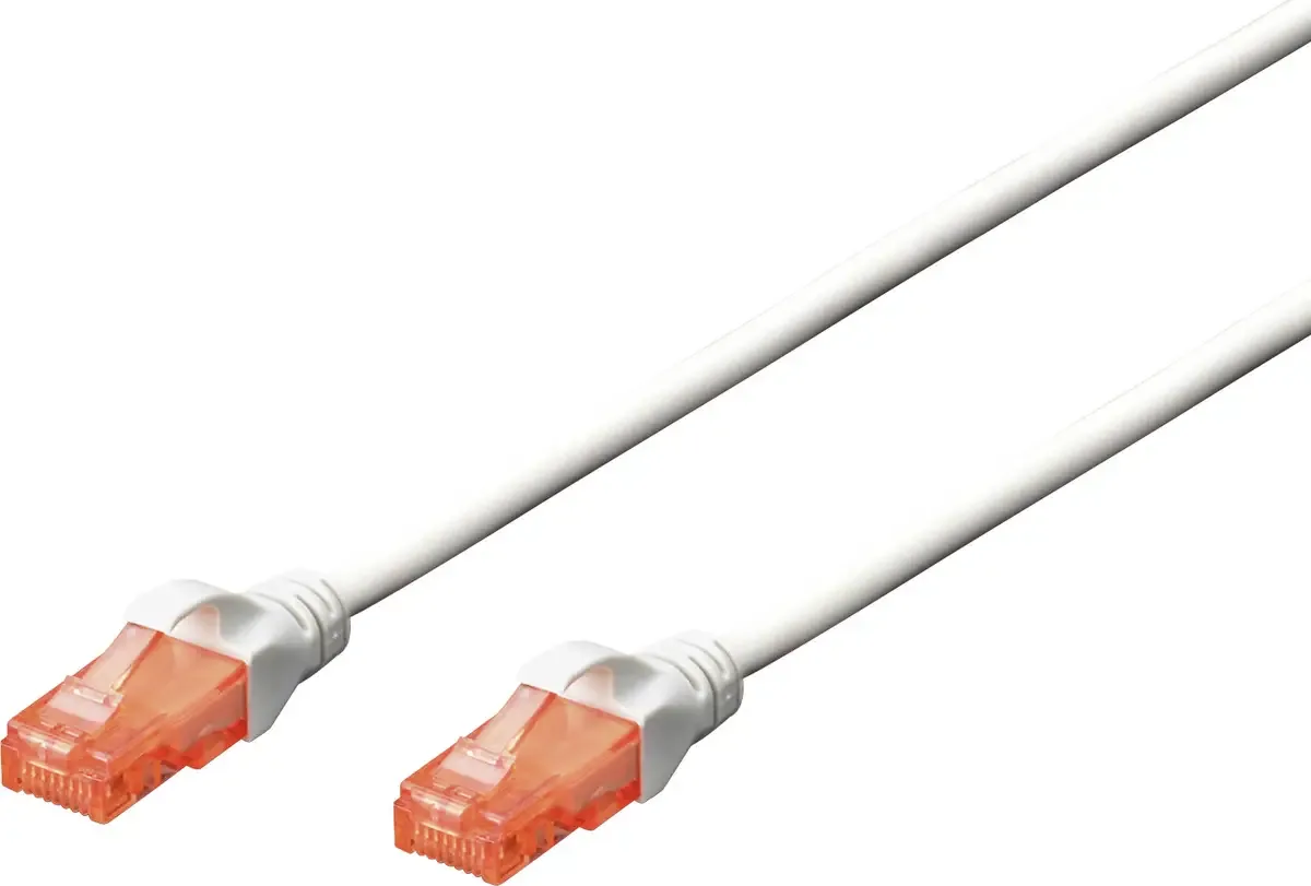 DK-1617-030/WH RJ45 Nätverkkabel, Patchkabel CAT 6 U/UTP 3.00 m med låsskydd 1 st fra Digitus i Hvid – produktbillede