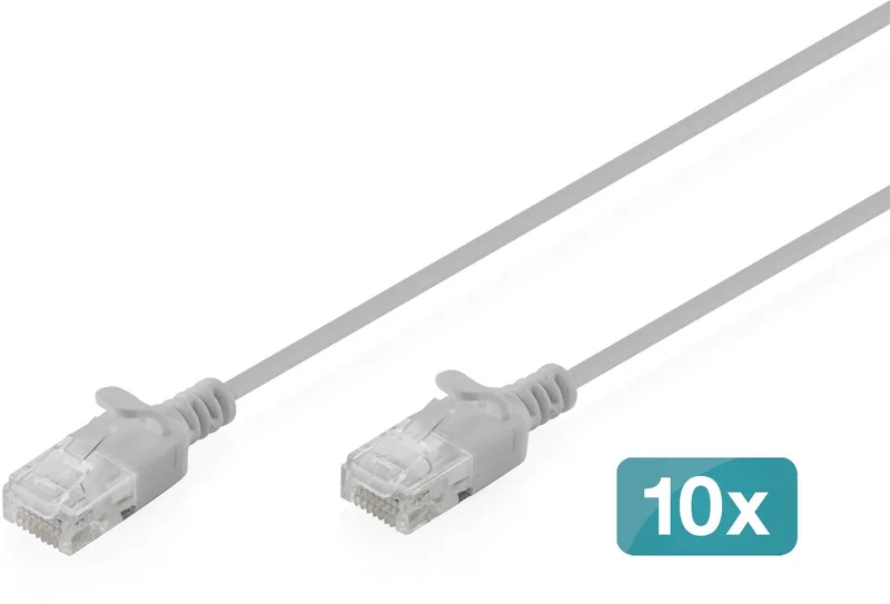 DK-1618-020S-10 RJ45 Netwerkkabel, patchkabel CAT 6 U/UTP 2 m 10 stuk(s) von Digitus in Grau – Produktfoto