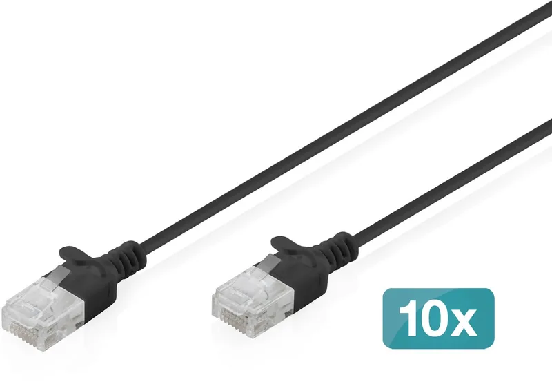 DK-1618-020S-BL-10 RJ45 Netwerkkabel, patchkabel CAT 6 U/UTP 2 m 10 stuk(s) von Digitus in Schwarz – Produktfoto