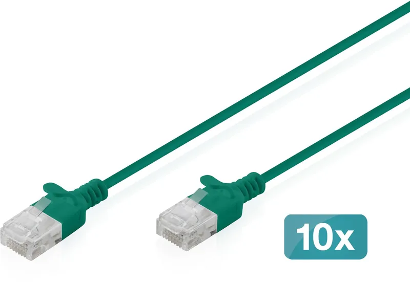 DK-1618-020S-G-10 RJ45 Netwerkkabel, patchkabel CAT 6 U/UTP 2 m 10 stuk(s) von Digitus in Grün – Produktfoto