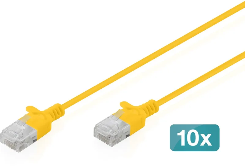 DK-1618-020S-Y-10 RJ45 Netwerkkabel, patchkabel CAT 6 U/UTP 2 m 10 stuk(s) von Digitus in Gelb – Produktfoto