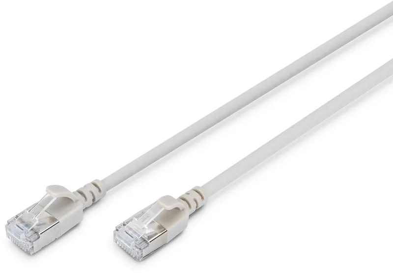 DK-1632-A-100S RJ45 Netwerkkabel, patchkabel CAT 6A, Kabel F/FTP 10 m Flexibel, Extreem dun, Halogeenvrij von Digitus in Grau – Produktfoto