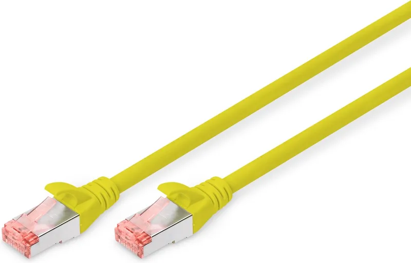 DK-1644-005/Y RJ45 Netwerkkabel, patchkabel CAT 6 S/FTP 0.50 m Halogeenvrij, Verdraaide paren, Snagless, Vlambestendig 1 stuk(s) by Digitus in Yellow – product photo