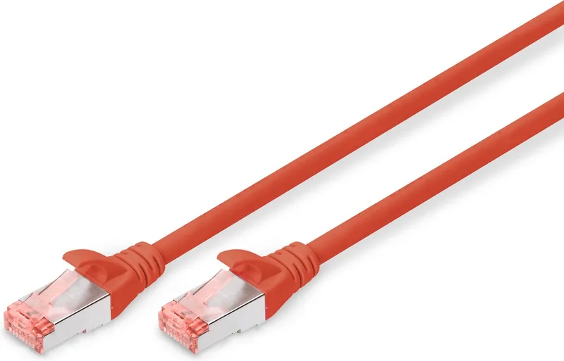 DK-1644-020/R RJ45 Netwerkkabel, patchkabel CAT 6 S/FTP 2.00 m Halogeenvrij, Verdraaide paren, Snagless, Vlambestendig 1 stuk(s) by Digitus in Red – product photo