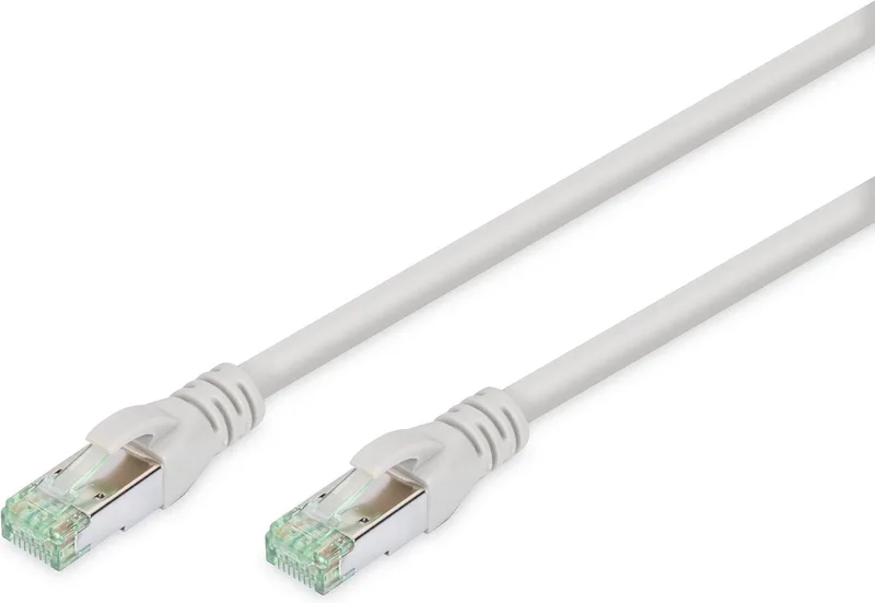 DK-1844-020 RJ45 Netwerkkabel, patchkabel CAT 8.1 S/FTP 2.00 m Vlambestendig, Folie afscherming, Afscherm fra Digitus i Grå – produktbillede