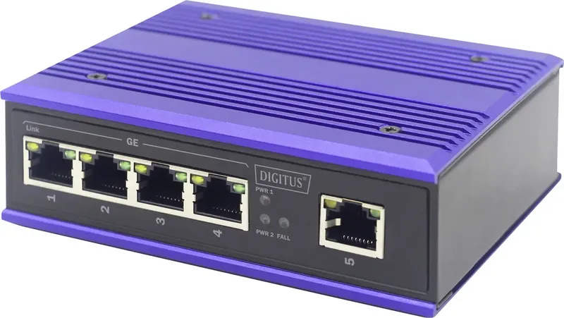 DN-650106 DN-650106 Industrial Ethernet Switch 8 poorten 10 / 100 MBit/s by Digitus in Blue, Blauw-lila, Blue Cobalt, Black – product photo