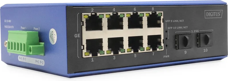 DN-651151 netwerk-switch Unmanaged Gigabit Ethernet (10/100/1000) Power over Ethernet (PoE) Zwart, Blauw de Digitus en Noir, Bleu – photo produit
