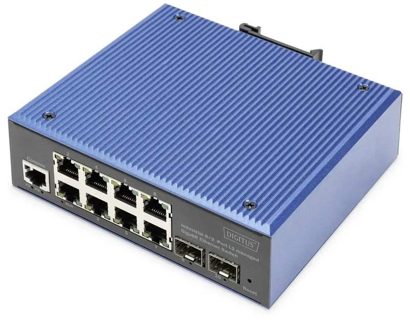 DN-651156 DN-651156 Industrial Ethernet Switch 8 + 2 poorten 10 / 100 / 1000 MBit/s fra Digitus i Blå – produktbillede