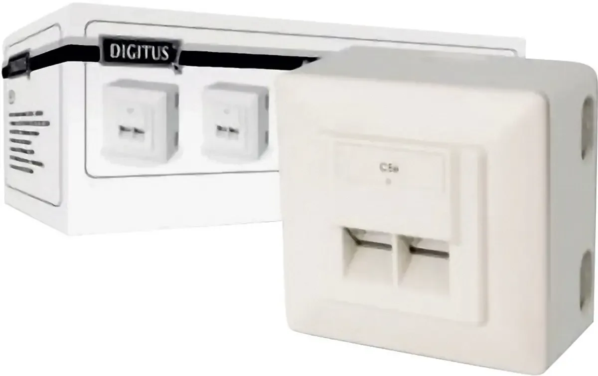 DN-9002-N Netværksstikdåse Overflademonteret CAT 5e 2 porte by Digitus in Klar hvid – product photo