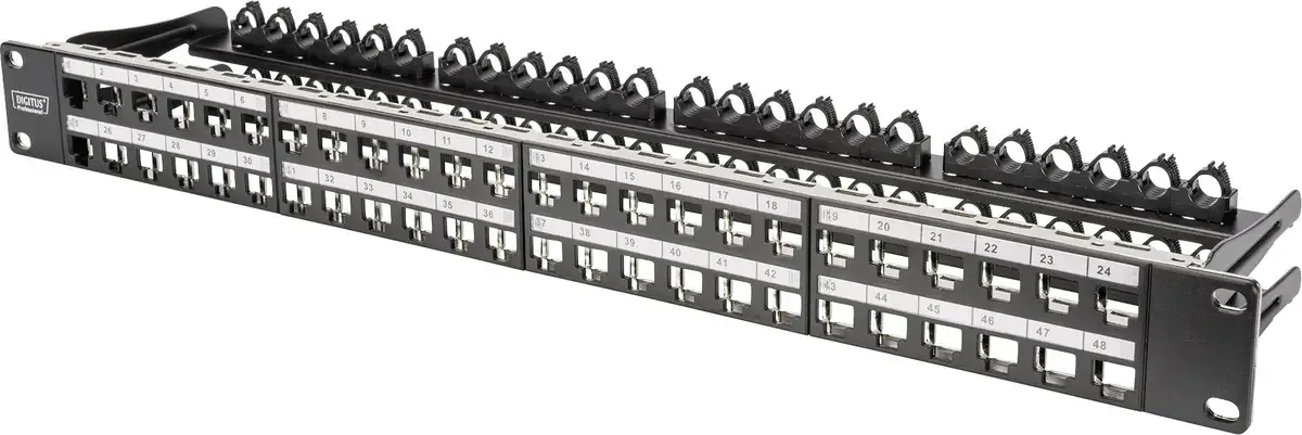 DN-91424 48 poorten Netwerkpatchpaneel 483 mm (19) CAT 6A 1 HE Meerdere kleuren Niet ingericht von Digitus – Produktfoto