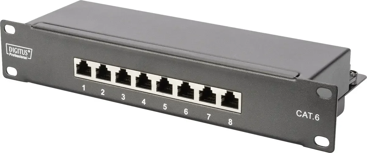 DN-91608S 8 poorten Netwerkpatchpaneel 254 mm (10) CAT 6 1 HE Meerdere kleuren Ingericht fra Digitus – produktbillede