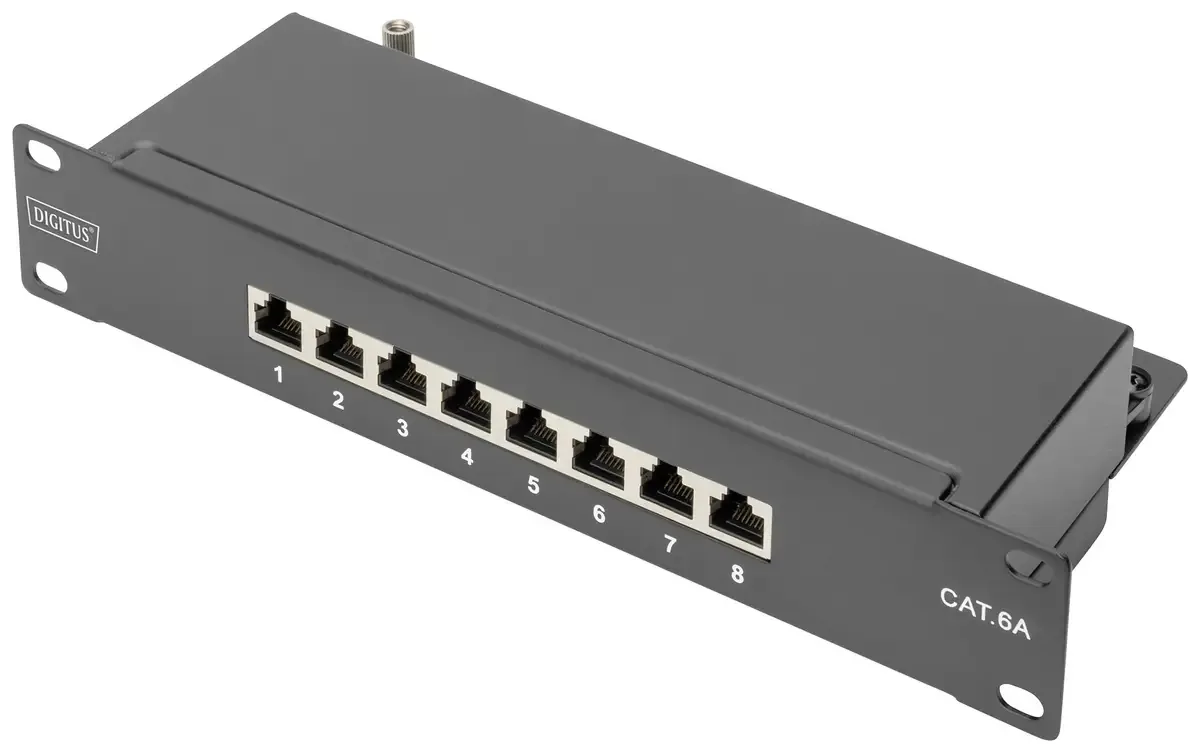 DN-91608S-EA 8 ports Panneau de brassage 254 mm (10) CAT 6a 1 UH multicolore équipé von Digitus – Produktfoto