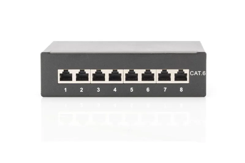 DN-91608SD 8 poorten Netwerk-patchbox CAT 6 1 HE van Digitus in Zwart – productfoto