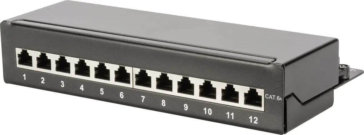 DN-91612SD-EA 12 porte Netværk-patchbox CAT 6A 1 U Sort (RAL 9005) med stik by Digitus in Black – product photo