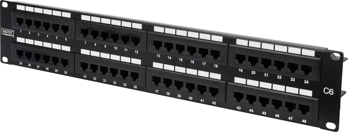 DN-91648U 48 poorten Netwerkpatchpaneel 483 mm (19) CAT 6 2 HE Meerdere kleuren Niet ingericht van Digitus – productfoto
