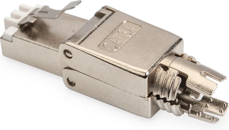 DN-93634 CAT 6A-veldstekker, RJ45, afgeschermd, AWG 22-27, montageaansluiting zonder gereedschap DN-93634 Stekk van Digitus in Stainless steel – productfoto