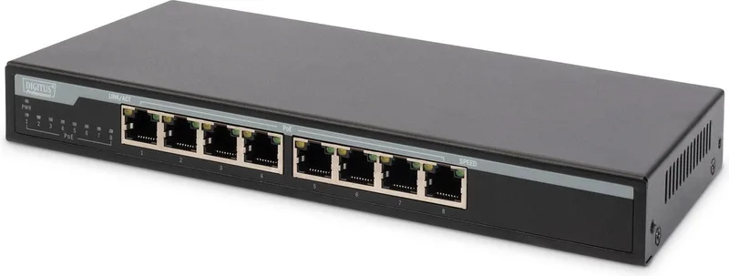 DN-95340 netwerk-switch Unmanaged Gigabit Ethernet (10/100/1000) Power over Ethernet (PoE) från Digitus i Svart – produktbild