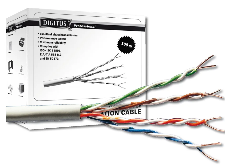 Installationskabel Kat. 5e, U/UTP, 305 m Ring, grau de Digitus – photo produit