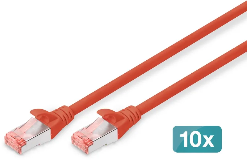 Professional netwerkkabel 0,5 m Cat6 S/FTP (S-STP) by Digitus in Red – product photo