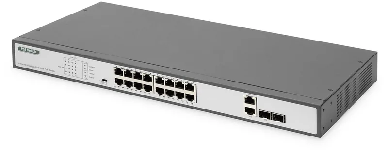 Switch 16-Port 10/100 250W PoE Unmanaged schwarz by Digitus – product photo