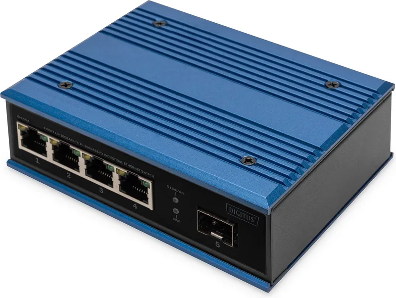 Switch Ind. 4-Port 10/100 blau by Digitus in Black, Blue – product photo