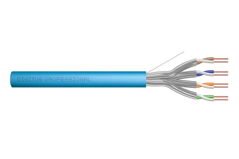U/FTP CAT6a netwerkkabel stug 305 meter lichtblauw 100% koper van Digitus in Blauw – productfoto