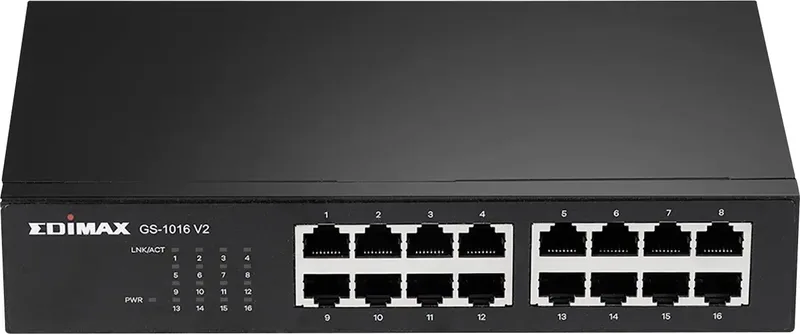 GS-1016 V2 Netwerk switch 16 poorten 10 / 100 / 1000 MBit/s van Edimax in Zwart – productfoto