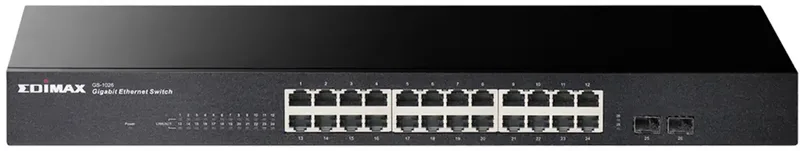 GS-1026 V3 Netwerk switch 24 + 2 poorten 10 / 100 / 1000 MBit/s van Edimax in Zwart – productfoto