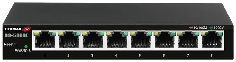 GS-5008E GS-5008E Netwerk switch 8 poorten 16 GBit/s van Edimax in Zwart – productfoto