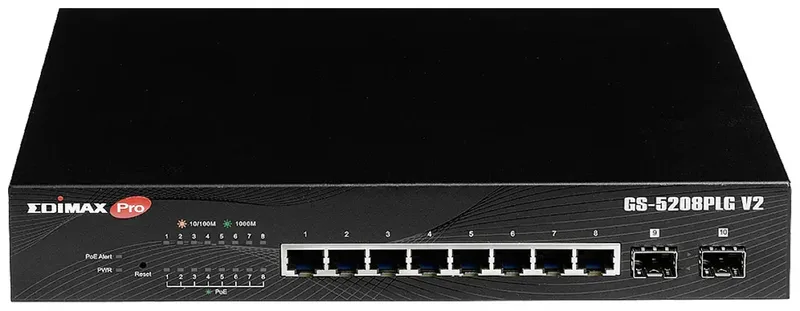 GS-5208PLG V2 GS-5208PLG V2 Netwerk switch 8 + 2 poorten by Edimax in Black – product photo