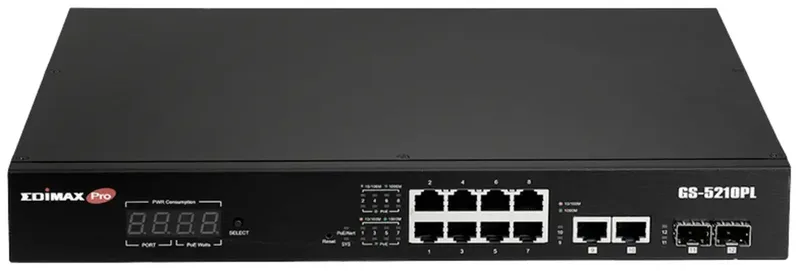 GS-5210PL GS-5210PL Netwerk switch 10 poorten by Edimax in Black – product photo