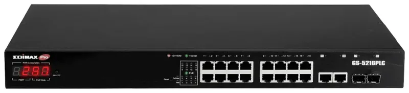 GS-5216PLC GS-5216PLC Netwerk switch 16 + 2 poorten fra Edimax i Sort – produktbillede