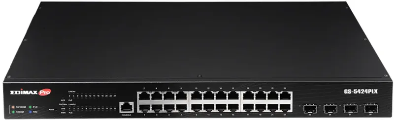 GS-5424PLX Netwerk switch 24 + 4 poorten 10 / 100 / 1000 MBit/s PoE-functie de Edimax en Noir – photo produit