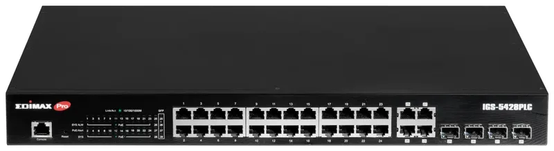 IGS-5428PLC IGS-5428PLC Industrial Ethernet Switch 24 + 4 poorten 56 GBit/s PoE-functie de Edimax en Noir – photo produit