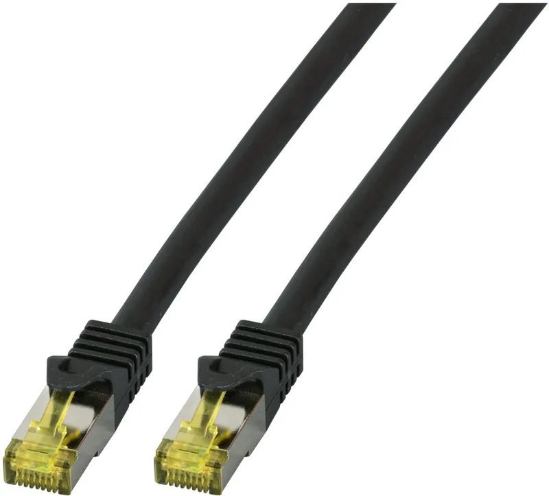 MK7001.1,5B RJ45 Netwerkkabel, patchkabel CAT 6a (losse kabel CAT 7) S/FTP 1.50 m Vlambestendig, Halogeenvrij, Snagless, Vergulde van EFB Elektronik in Zwart – productfoto