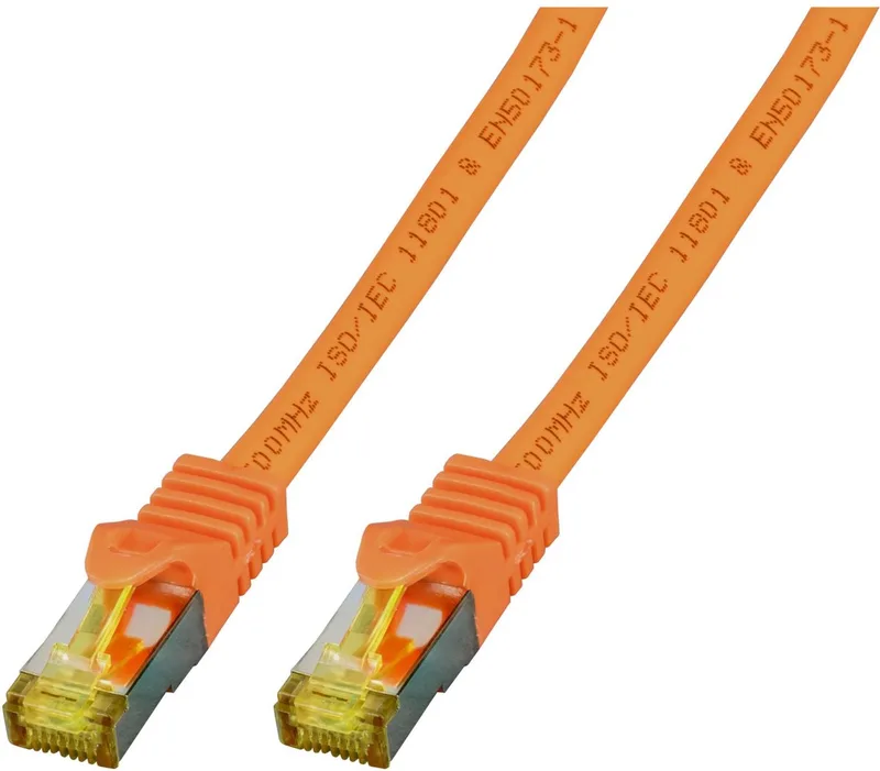 MK7001.1,5O RJ45 Netwerkkabel, patchkabel CAT 6a (losse kabel CAT 7) S/FTP 1.50 m Vlambestendig, Halogeenvrij, Snagless, Vergulde van EFB Elektronik in Oranje – productfoto