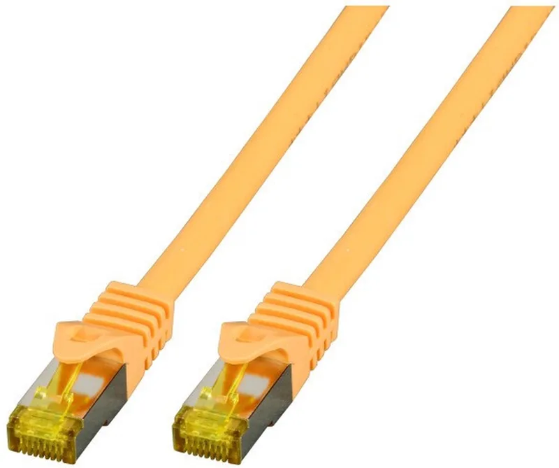MK7001.2Y RJ45 Netwerkkabel, patchkabel CAT 6a (losse kabel CAT 7) S/FTP 2.00 m Vlambestendig, Halogeenvrij, Snagless, Vergulde van EFB Elektronik in Geel – productfoto