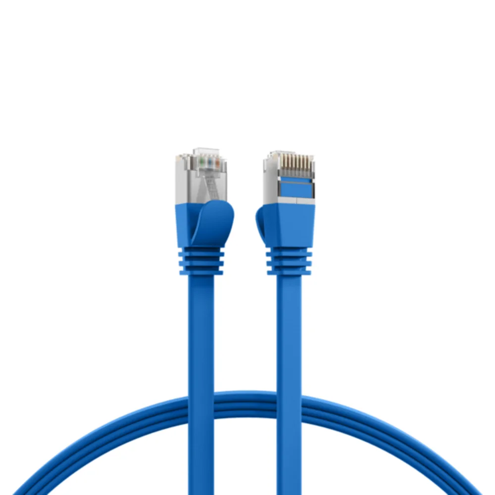 Patchkabel RJ45 Flachpatchkabel Cat.6A U/FTP PVC, blau 0,25m - 1 VPE = 10 Stï¿½ck fra EFB Elektronik – produktbillede